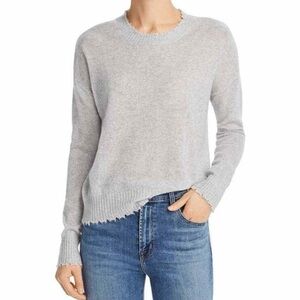 Minnie Rose Cashmere Distressed Long Sleeve Sweater